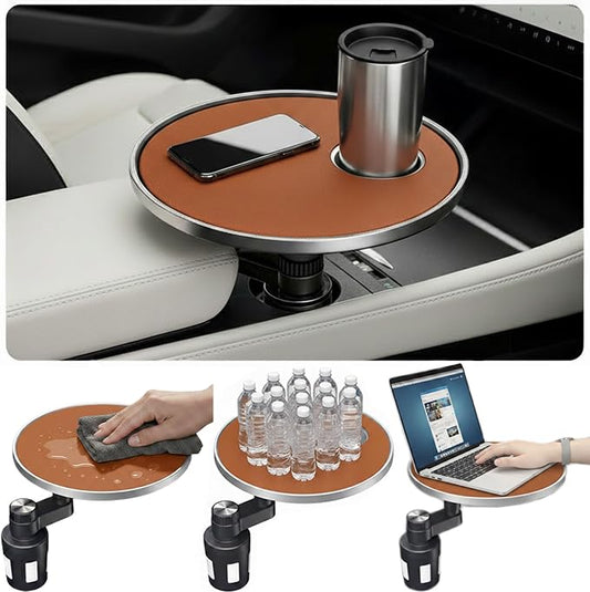 Car Desk for Laptop, Car Tray & Car Food Tray with Cup Holder ，Height-Adjustable 360° As Car Seat Tray Or Car Table Tray, Compatible with Tesla Model 3/Y/S, Ford/Most Vehicles (Orange) by Unknown