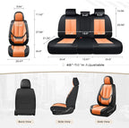 Coverado Seat Covers, Car Seat Covers Full Set, Leather Seat Covers for Cars, Car Seat Protector, Black Car Seat Covers Front Seats and Back Seats Universal Fit for Most Cars Orange - Image 7