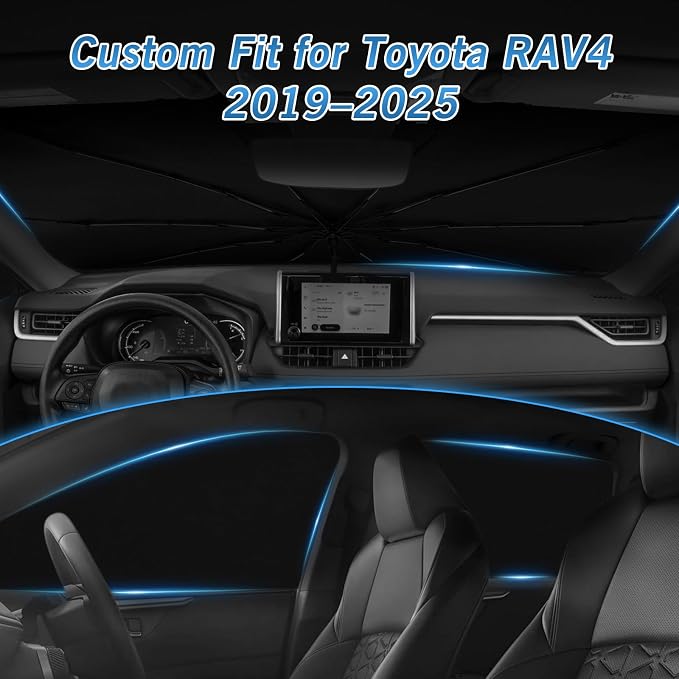 KUST Windshield Sun Shade Umbrella for Toyota RAV4 2019 2020 2021 2022 2023 2024 2025 Rear Window Shades 100% UV Protection and Blackout Privacy 5PCS Car Window Covers Accessories - Image 3