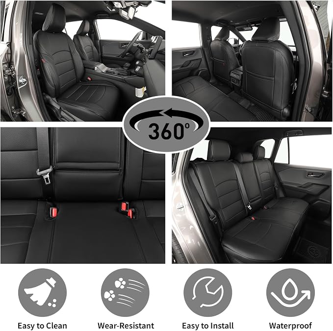 EKR Car Challenger Seat Covers 2008-2010,Leatherette Full Set | Custom Fit for Dodge Challenger 2008 2009 2010-Faux Leather(Black) - Image 4