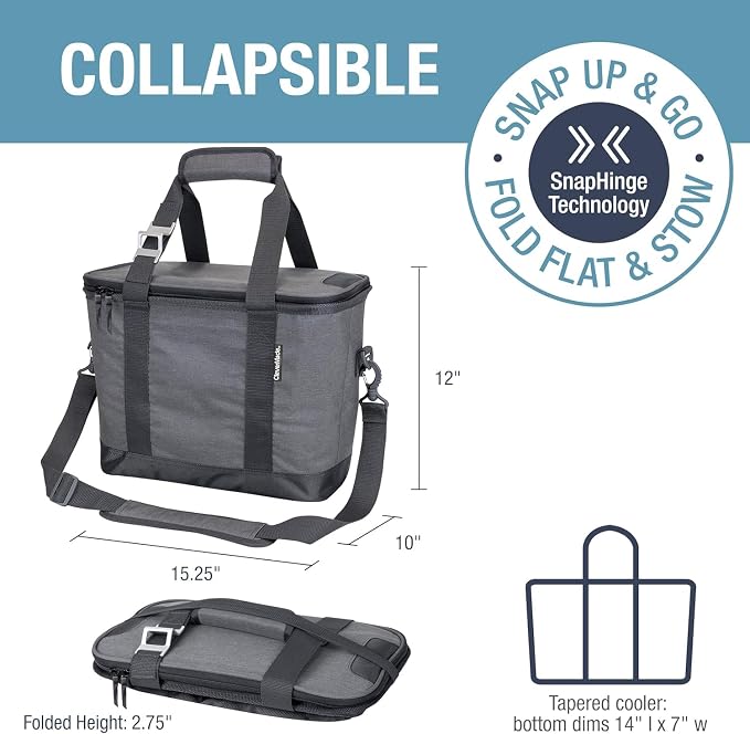 Tahoe Soft-Sided Collapsible Cooler - 30 Can - Heather Cool Gray/Shadow Gray (4PK PDQ Target SMU) | Keep Food and Drinks Cold Without Bulky Storage | The Leak-Resistant Liner Contains Meltwater, and the Frame Folds Flat - Image 3