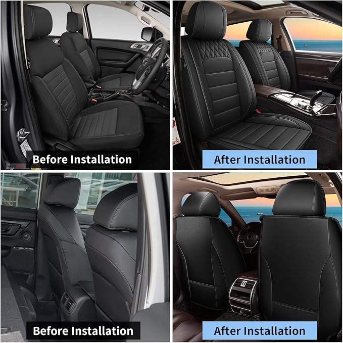 Car Seat Covers Fit for Nissan Juke 2011-2017 Front Set | Faux Leather Waterproof Automotive Seat Protectors,Compatible with Airbags,Easy to Install,2 Seats Black - Image 7
