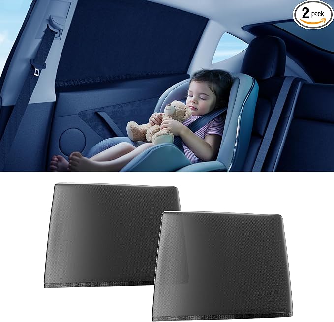 [2026 Upgraded] DMJN Car Window Shades for Baby, 100% UV & Sun Block Car Side Windows Covers Sun Shades for Baby in Car, Easy-Install Nano Ice-Crystal Coating Universal Fit, 2 Packs by DMJN