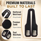 4 Pack Car Headrest Hooks, Dual Metal Hooks, Stylish Black | Premium leather with dual metal hooks and anti-drop design. Holds purses, bags, coats, and groceries securely. - Image 2