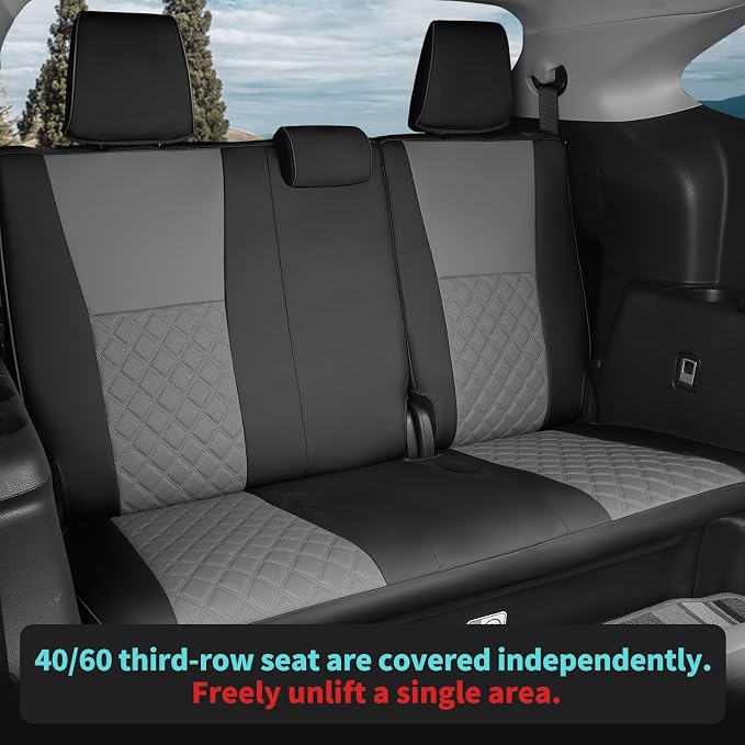Custom Seat Covers for Toyota Highlander 2020-2026 7 Seats | black grey, faux leather, 2nd row captain chairs, waterproof, breathable, airbag compatible, stain resistant, easy install - Image 6