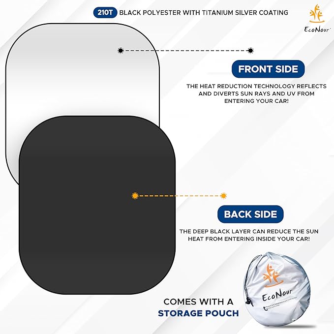 EcoNour 2-Piece Foldable Truck Window Sun Shade, UV & Heat Protection - Image 6