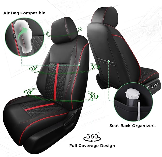 RIDEPOSH Custom Fit Seat Covers for Honda Civic 2016-2021 | Sedan LX, Faux Leather, Solid Bench Rear, No Rear Armrest, Waterproof, Full Coverage, Airbag Compatible, Easy-to-clean - Image 3