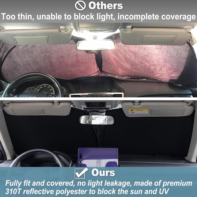 Windshield Sun Shade for Honda CRV 2023-2025 2026, Premium 310T Reflective Polyester UV Blocker, Lightweight Foldable Sun Visor with Storage Pouch - Image 3