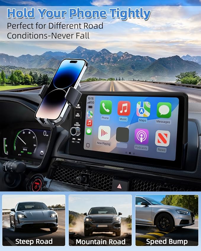 PZK Car Phone Holder for 2023-2026 Toyota BZ4X/ Subaru Solterra Accessories | Custom 8/12.3-Inch Screen Auto Lock Car Phone Mount Fixed Clip 360° Rotation Hands-Free Fit for 4-7 Inch Phones Thick Case - Image 8