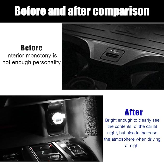 2 PCS USB LED Car Interior Atmosphere Lamp, Portable Mini LED Night Light, Plug-in USB Interface Trunk Ambient Lighting Kit, Universal Interior Car Accessories (White) - Image 5