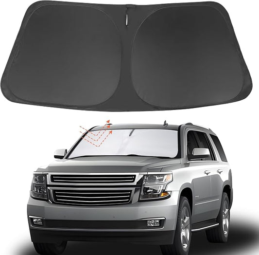 Front Windshield Sun Shade Foldable Car Front Window Sun Shade Windshield Shade Custom Fit for 2015-2020 Che-vrolet Tahoe SUV Block UV Rays Accessories Heat Keep Cooler by FannycCargoCover