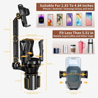 Phone Holders for Your Car, 2 in 1 Adjustable Stable Car Cup Phone Holder | Secure Hold, Multi-Scenario Use for Drivers, Commuters & Road Trips, Universal Fit for Up to 5.31'' Drinks/Mugs/Foods - Image 6