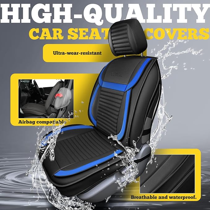 Car Seat Covers Full Set, Faux Nappa Leather, for Sedans and SUVs | Full Set, Waterproof, Airbag Compatible - Image 6