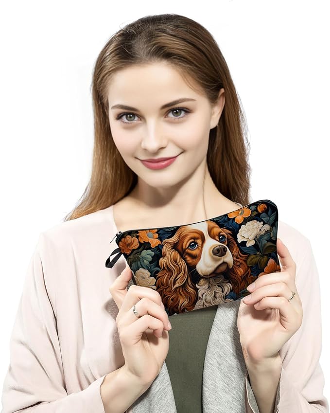 Cavalier King Charles Spaniel Makeup Bag for Women Travel Cosmetic Organizer Bag Teacher Appreciation Gifts Small Zipper Toiletry Bag - Image 3