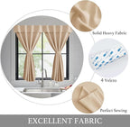 NICETOWN Biscotti Beige Kitchen Blackout Curtains 48 Inches for Nursery | Farmhouse Thermal Insulated Self Adhesive Blackout Draperies for Small Window, Set of 1, 42" x 48" - Image 5