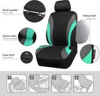 CAR PASS Line Rider Sporty Front Seat Covers,Mint Car Seat Covers Two Front Seats Only for Cute Women Girl, Airbag Compatible,Universal Fit Sedans,Cars,Vans,SUV,Truck(Black and Mint) - Image 3