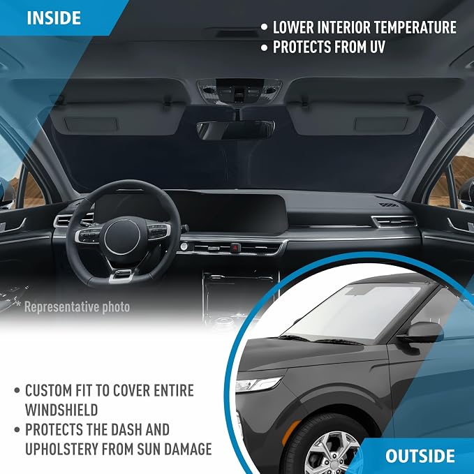 CLIM ART Windshield Sun Shade for Kia Soul 2020-2026, Custom-Fit Foldable Car Sunshade, Vehicle Sun Protector, Front Auto Windshield Cover, Car Accessories - WS3031 - Image 5