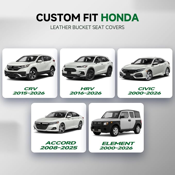 GIANT PANDA Air Cool Mesh Car Seat Cover Custom Fit Honda Civic Accord CRV HRV Element,Breathable Cooling Seat Protector with Leather Back Pannel(Black) - Image 2