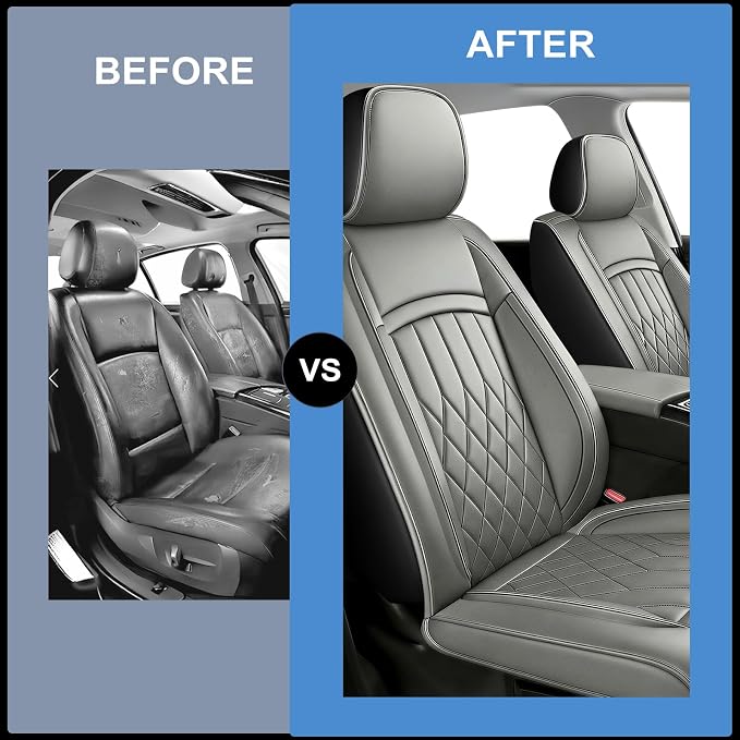 Fit for Camry Seat Covers Compatible with Toyota Camry 2012-2025 2026 - Waterproof Breathable Leather Automotive Seat Cushions Protector, Airbag Compatible,Only 2 Front seat Covers(Gray) - Image 3