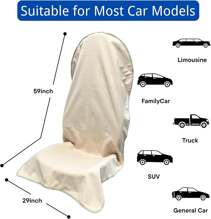 Waterproof Car Seat Cover for Front Seats, Protector for Cars SUVs Trucks, Sweat Towel Seat Covers Bucket for Gym,Workout,Beach,Hiking,Running and Swimming(Beige, 2PCS) - Image 6