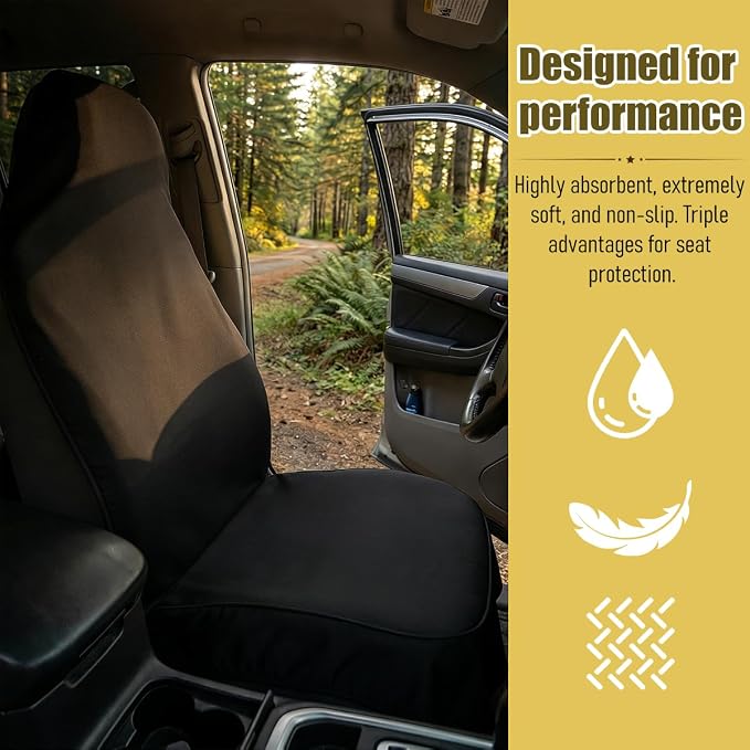 Car Towel Seat Cover, Waterproof Non-Slip Automotive Towel Rear Protective Cover, Sweat-Proof Machine Washable Removable Carseat Vehicle Rear Seat Mat Protector, Universal Fit (Black) - Image 4