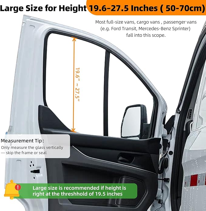 Magnetic Car Side Window Sunshade for Camper Vans Passenger Vans Front Window Shade for Driving Large Size Fit Benze Sprinter, Promaster Cargo Van, Ford Transit - Image 5