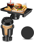 JPart Car Cup Holder Tray, Cup Holder Expander, 2 in 1 Detachable Car Food Tray with 360°Rotation Tray for Eating, Storage and Travel Road Essentials, Black by JPart