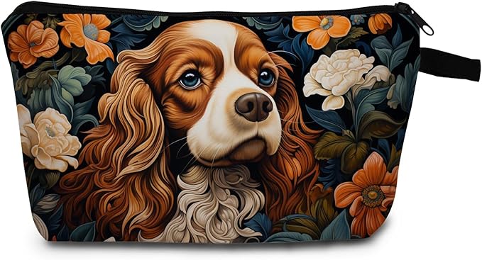 Cavalier King Charles Spaniel Makeup Bag for Women Travel Cosmetic Organizer Bag Teacher Appreciation Gifts Small Zipper Toiletry Bag by Unknown