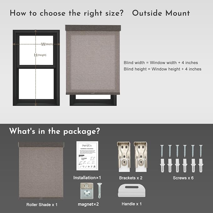 Persilux Light Filtering Roller Shades for Indoor Window Blinds,Cordless,Linen Fabric,Thermal Insulated Fabric UV Protection Shades for Home,Office,Bedroom,Door,Light Filtering-Stone Grey,Custom Size - Image 7
