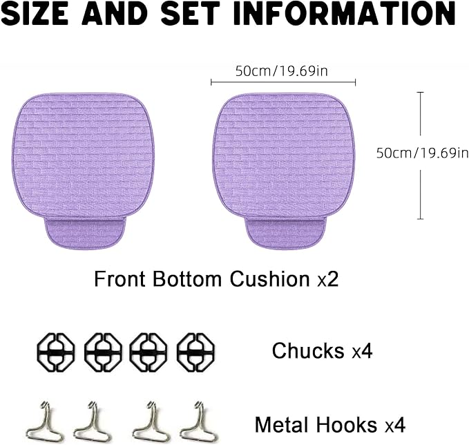 Pruple Car Seat Covers Front Seats,2 Pack Seat Covers for Cars Truck SUV | Front Seat Covers with Storage Pocket - Image 2