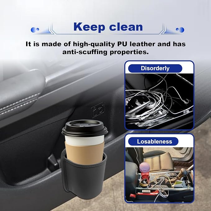 2PCS Large Car Door Cup Holder, Hanging Automotive Back Seat Bottle Holders, Waterproof Scratch-Resistant Car Window Cup Holder, Clip-On Auto Organizer Accessories for Beverage Holder(Black) - Image 6