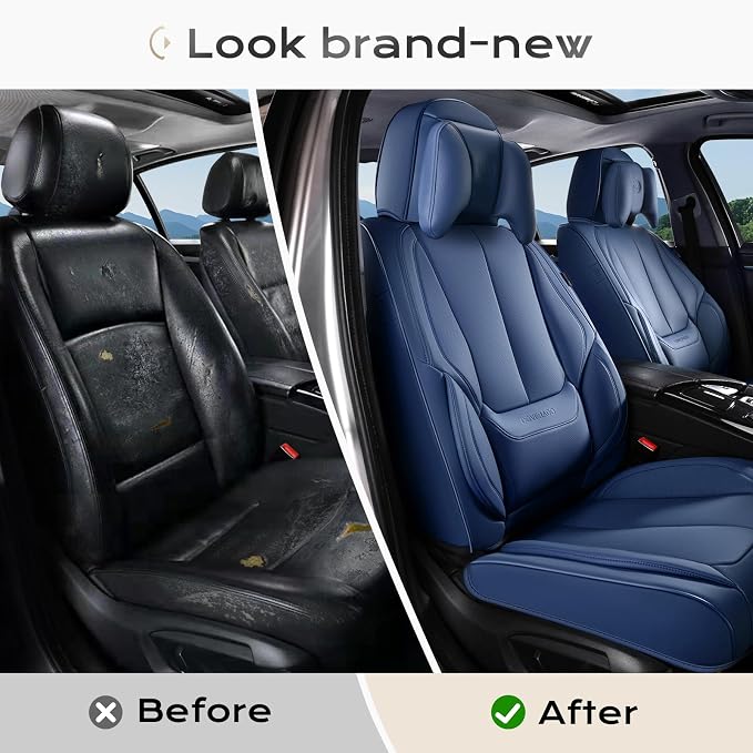Coverado Car Seat Covers, Seat Covers for Cars, Waterproof Leather Auto Seat Protectors, Leather Car Seat Cushion, Car Interiors Accessories Universal Fit for Most Cars - Image 8