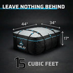 Rooftop Cargo Carrier 15 Cu Ft, Waterproof Soft Shell Roof Bag | Heavy Duty Car Top Luggage Cargo Bag with Patented Door Hooks, Protective Mat and Storage Bag (44 x 34 x 17 in, L) - Image 3