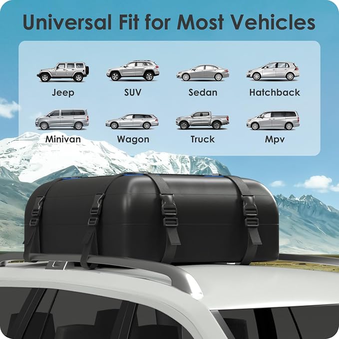 Car Rooftop Cargo Carrier Bag 15-20 Cubic Feet(15Cu.Ft-Blue) - Image 5