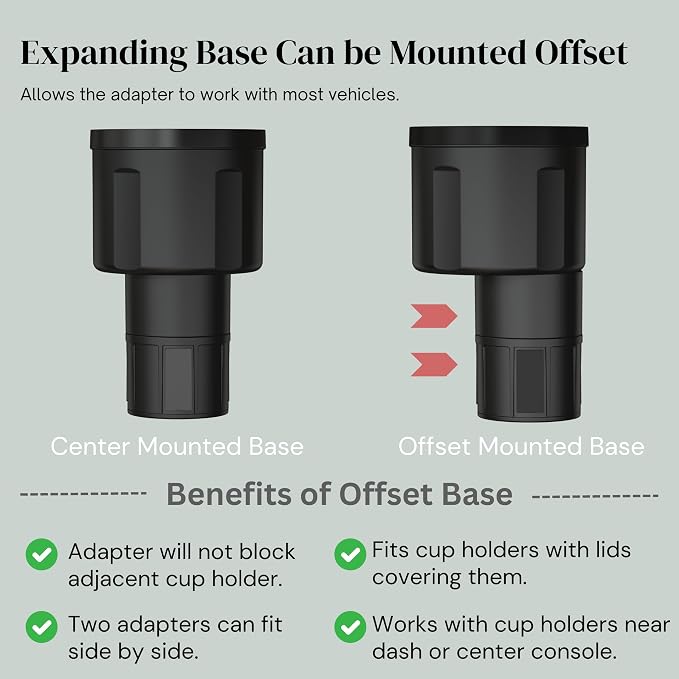 Car Cup Holder Expander Adapter for Large Water Bottles - [Patented & Upgraded] - Holds: Hydro-Flask, Yeti, Nalgene, Owala, 32-40oz - Adjustable Expandable Insert Extender - Universal - Image 5