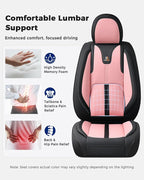 Huidasource Car Seat Covers Front Seats Luxury Nappa Leather, Front Seat Covers with Airbag, Front Storage Pocket, Lumbar Support, Cooling＆Heating, Universal Fit for Most Cars SUV Trucks, Black&Pink - Image 3
