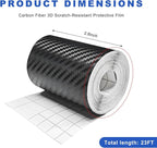 3D Carbon Fiber Vinyl Tape, 3 Inch x 20 ft Car Threshold Guard Anti-Scratch Window Trim Protector, Door Entry Protective Film Waterproof Detailing Tape for Most Vehicles - Image 2
