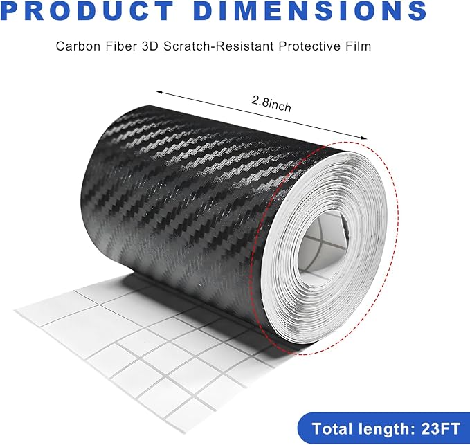 3D Carbon Fiber Vinyl Tape, 3 Inch x 20 ft Car Threshold Guard Anti-Scratch Window Trim Protector, Door Entry Protective Film Waterproof Detailing Tape for Most Vehicles - Image 2
