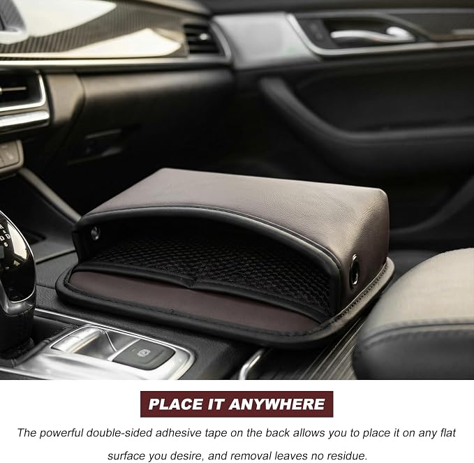 Car Seat Side Pocket Organizer, Multifunctional Leather Console Side Storage Pouch with Card Holder, Waterproof Phone & Sunglasses Pocket Bag for Car Door Seat Console (Brown) - Image 5
