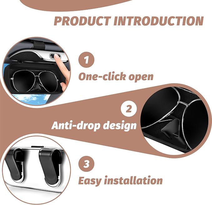 Sunglasses Holder for Car Sun Visor, Protective Automotive Eyeglasses Storage Case Hanger, Car Sunglass Holder Suitable for Truck and Sedan to Place Sunglass (Gray) - Image 3