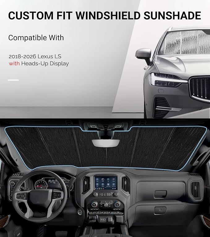 Pigenius Windshield Sun Shade for Lexus LS500/LS500h 2018-2026 with Heads-Up Display - AstraGuard - Image 2