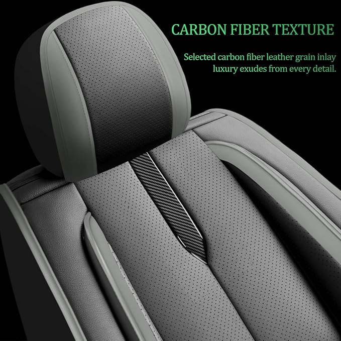 Fit Sentra Car Seat Covers for Nissan Sentra 2008-2024 2025 2026-Upgraded Premium Waterproof & Breathable Leather,Airbag Compatible,All-Weather Seat Cushion Protector,Full Set,Black-Grey - Image 3