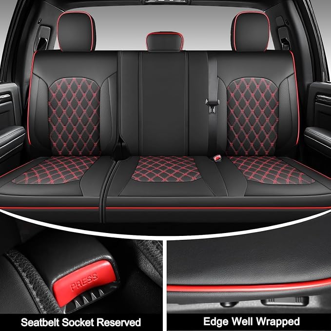 Leather Seat Covers for Silverado/Sierra, Waterproof Custom Full Set Seatcovers for Chevy Silverado/GMC Sierra 2007-2013 & 2019-2026 1500, 2020-2026 2500HD 3500HD Crew/Double/Extended Cab - Image 6