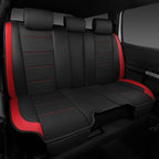 CAR PASS 5 Seats Leather Car Seat Covers, Sideless Car Seat Protectors with Storage Pocket, Water Resistance Seat Cover, Universal Fit Most Cars, SUVs, Trucks and Vans (Full Set,Black and Red) - Image 3