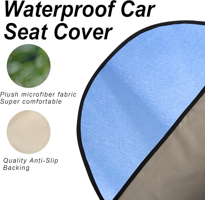 Car Seat Cover Protector Front Seats,for Gym Workout,Running,Swimming,Beach and Hiking,Waterproof Sweat Towel Bucket Seat Covers for Cars SUV Trucks (Dog Print, 1Pcs) - Image 5