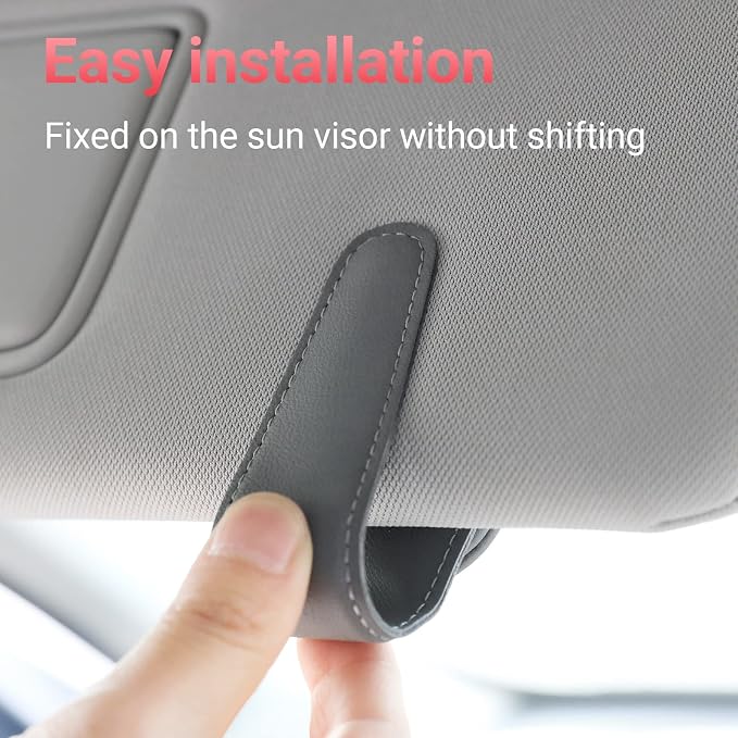 Sunglass Holder for Car Sun Visor Sunglasses Clip Car accessories -2 Packs | sun visor organizer, ticket card clip, eyeglass sunglasses holder, one-handed magnetic, anti-scratch, car stuff for women men - Image 4