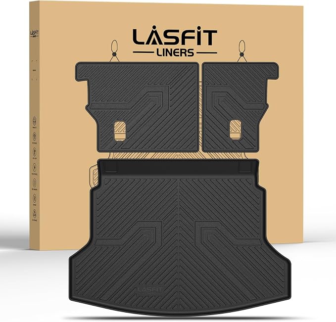 LASFIT Cargo Mat with Backrest Mat for Honda CRV 2012-2016 | Custom Fit Trunk Mat, Waterproof All Weather, Kid & Pet Friendly, Easy Clean for Family Use, Black by LASFIT
