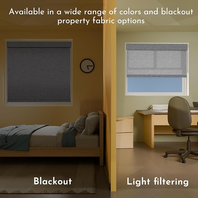 Persilux Light Filtering Roller Shades for Window Blinds,Cordless,Linen Fabric,Thermal Insulated Fabric UV Protection Shades for Home,Office,Bedroom,Door,Light Filtering-Grey,33 1/2" W X 64" H - Image 5
