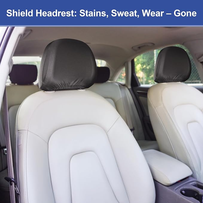 ALLANSING Lycra Car Headrest Covers 4-Pack - 2-Way Stretch & Superior Fit, Stain & Wear Protection, Machine Washable, Fits Cars/SUVs/Trucks/Minivans (Black) - Image 2