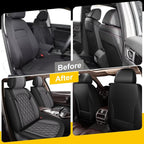 Front Seat Covers for Infiniti QX50 2018-2026 2027 Faux Leather | Waterproof Breathable Scratch Resistant 360° Wrap Airbag Compatible Easy Clean (2 Seats,Black & Grey ) - Image 5